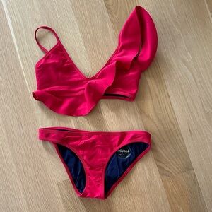 Moulle Bikini Set in raspberry red